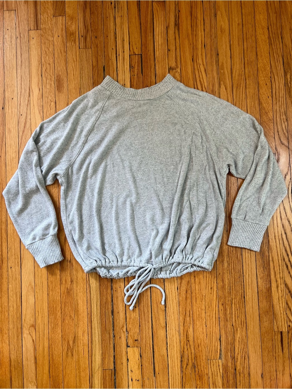 a new day Light Gray Drawstring Hem Pullover Sweatshirt